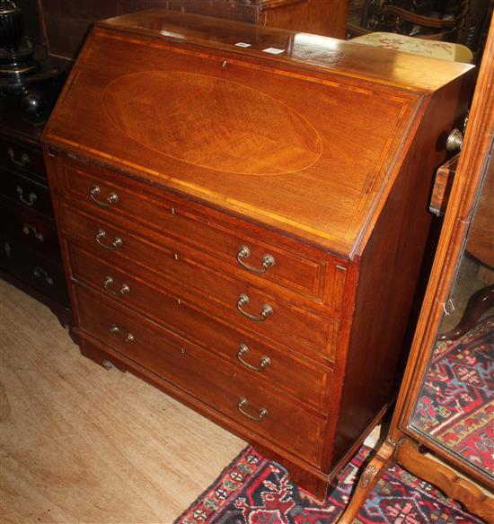 Edwardian banded mahogany bureau